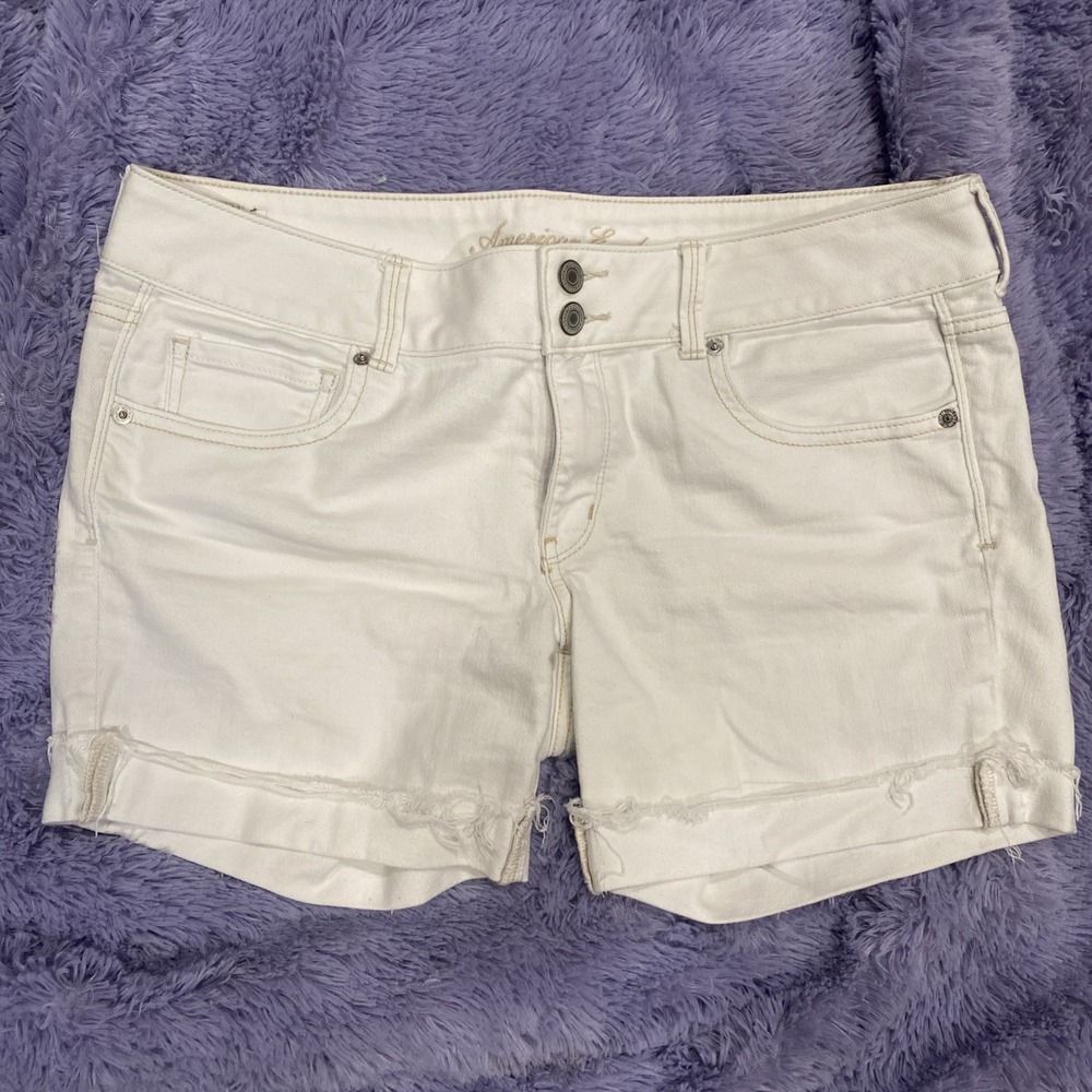 2012 American Eagle Artist White Denim Shorts Stretch Cuffed Casual  Size 12